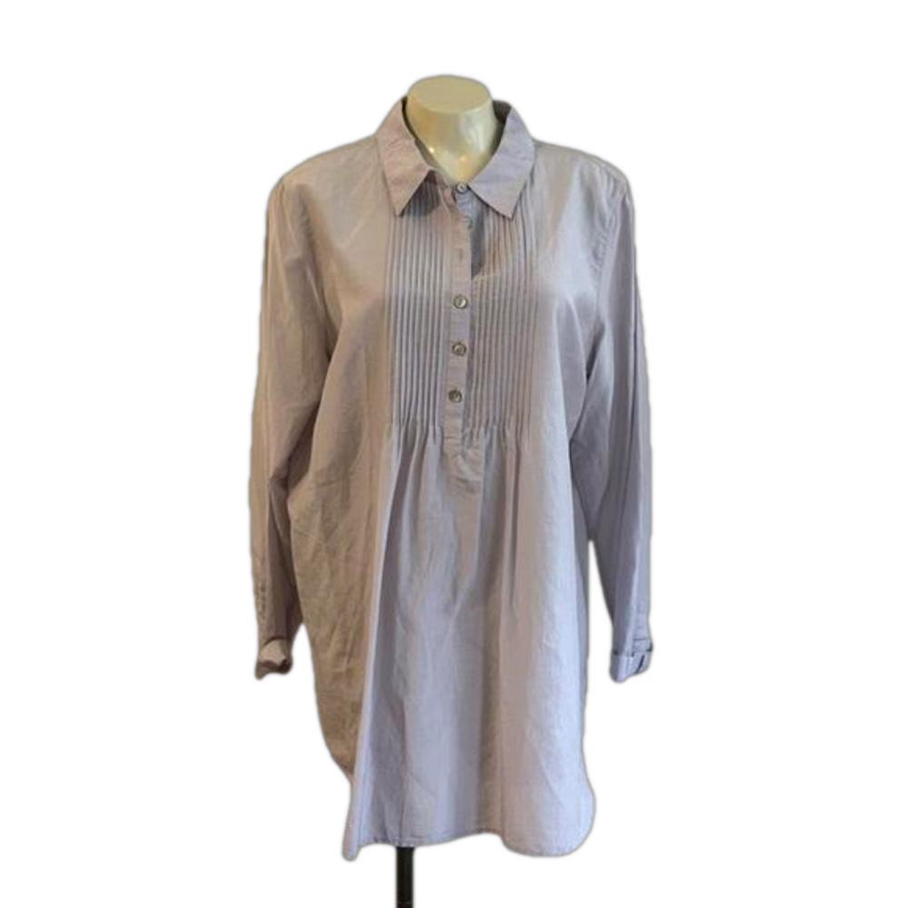 J. JILL cotton/Silk Blend pleaded Front lilac Blouse LARGE